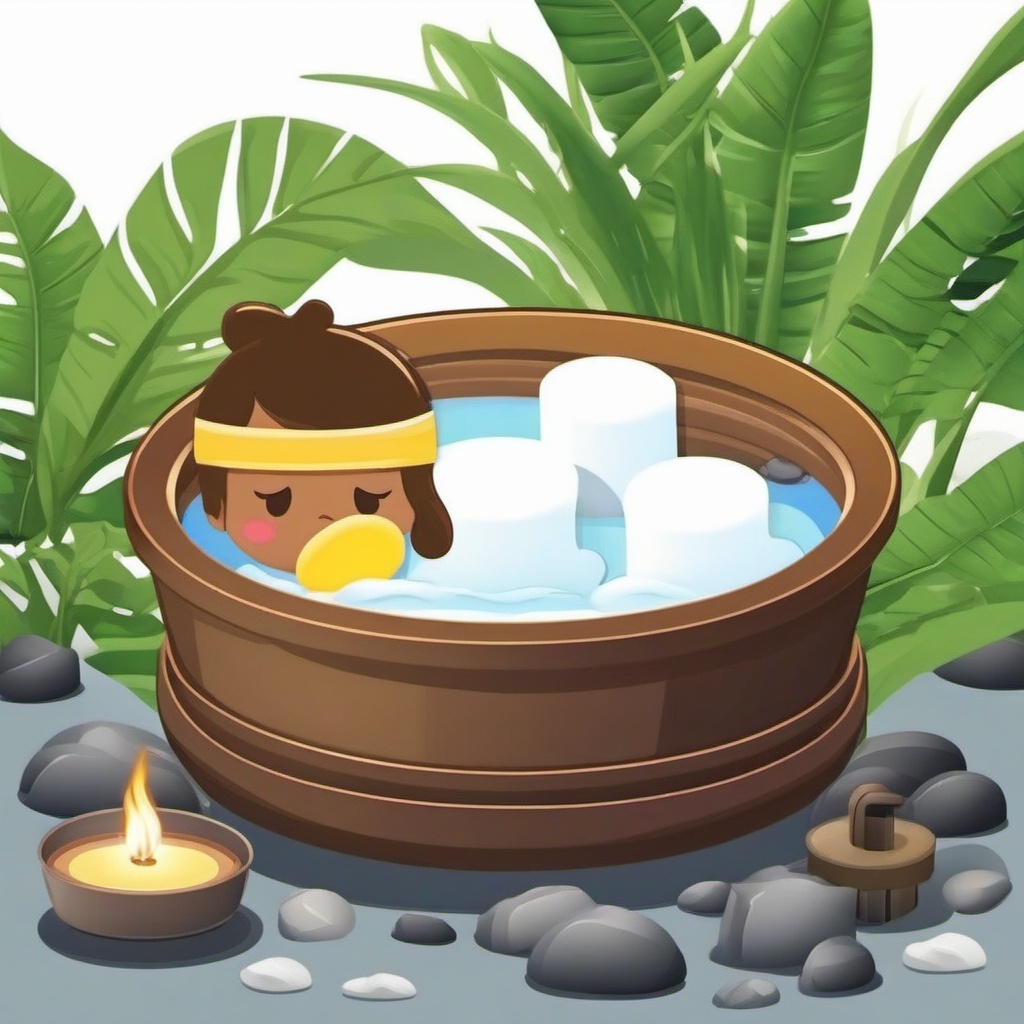 Hot Spring and Towel Emoji Sticker - Relaxing hot spring soak, , sticker vector art, minimalist design