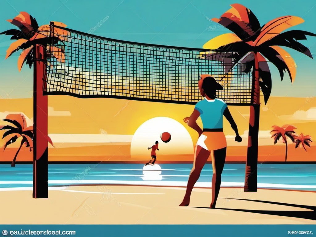 Sport clipart - volleyball at the beach  vector clipart