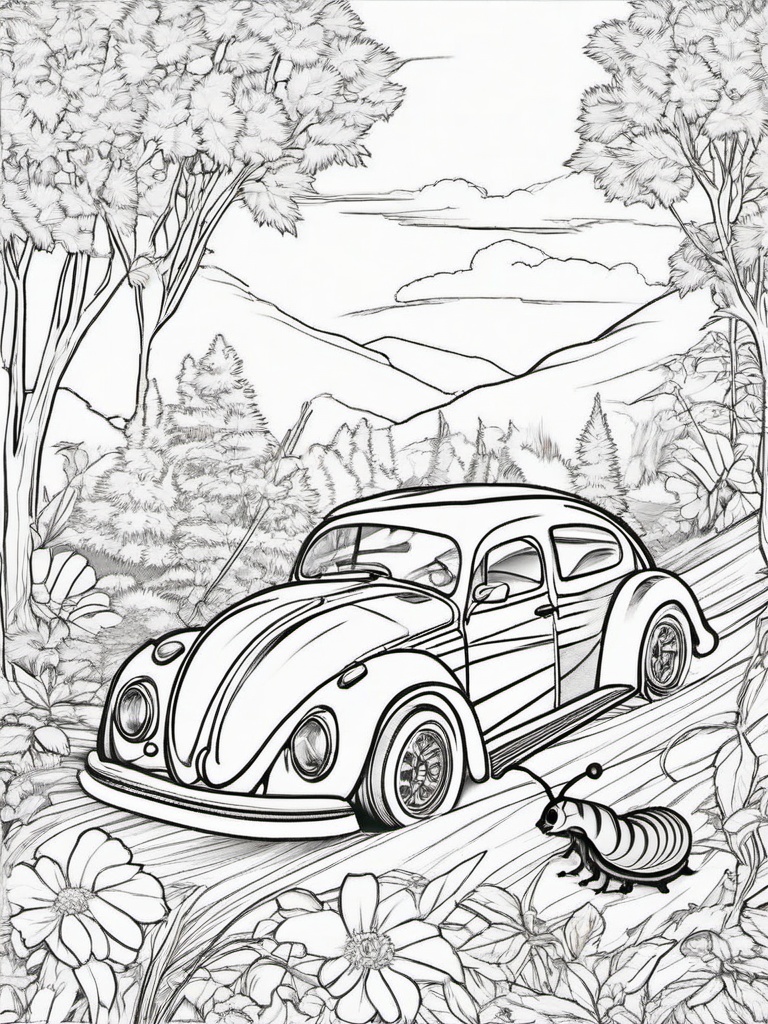 Bug Coloring Pages - Beetle racing a snail in a friendly competition  simple coloring pages