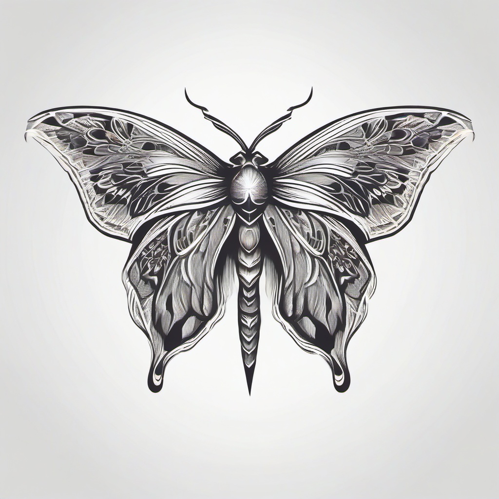 Luna Moth Sternum Tattoo - Opt for a bold and central placement with a sternum tattoo featuring a Luna moth design.  simple vector color tattoo, minimal, white background