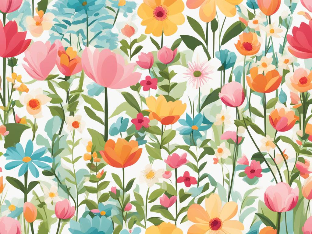 spring clipart: blooming amid a colorful spring garden. 