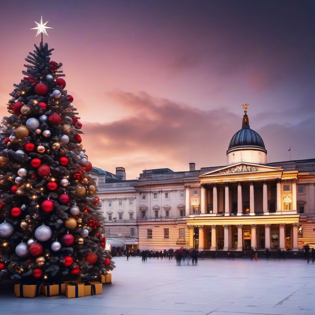 Christmas Background - Festive Decorations at London's Trafalgar Square  , splash art wallpaper, dull colors