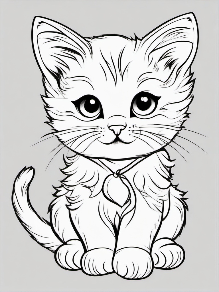 Cute Kitten Coloring Pages - Playful Baby Cats in Fun Poses  minimal black outline printable sheet, coloring page