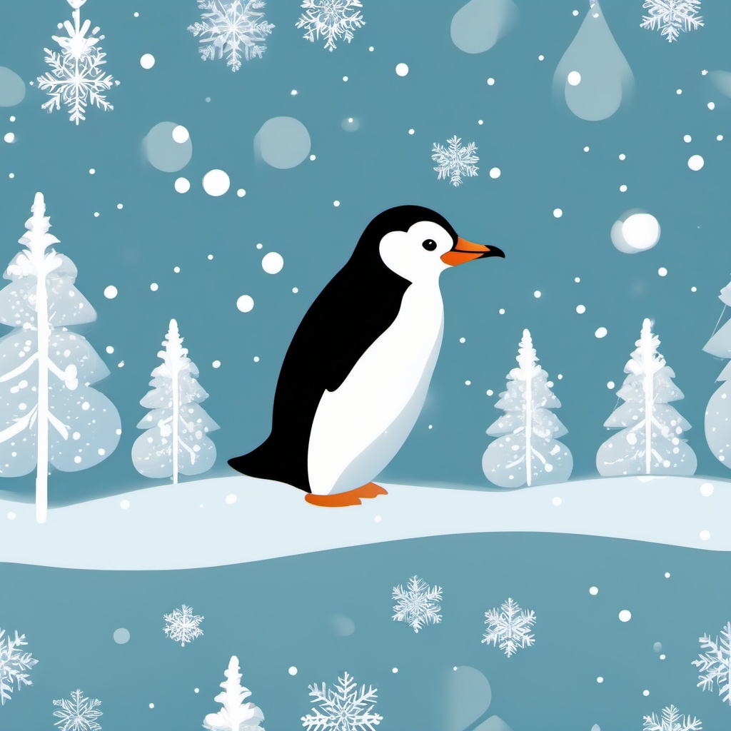 Cute Penguin in a Frosty Wonderland  clipart, simple