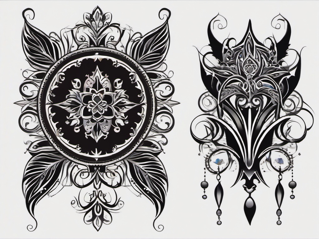 gothic ornamental tattoo  simple vector color tattoo
