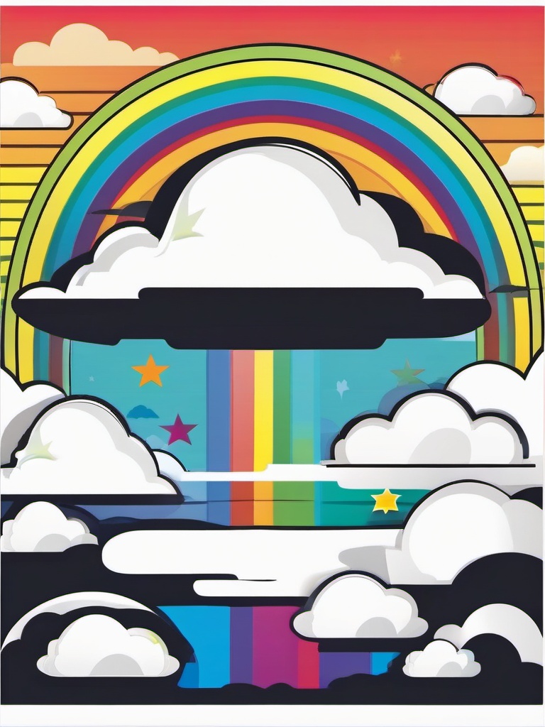 Rainbow Clipart - A vivid rainbow arching across the sky after a refreshing rain shower, a symbol of hope and wonder.  color clipart, minimalist, vector art, 