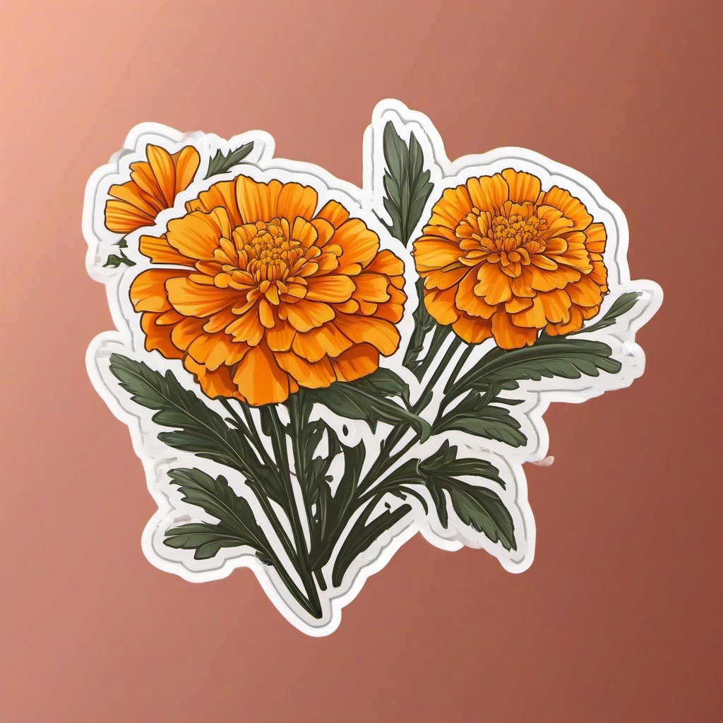 Marigold Sticker - Embrace the cheerful and golden presence of marigold blooms with this sticker, , sticker vector art, minimalist design