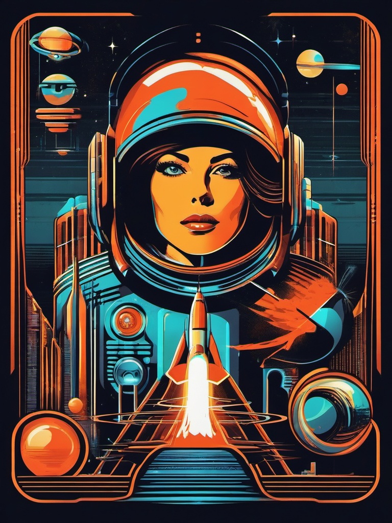 Retro Sci-Fi Dreams - Create a t-shirt inspired by the futuristic visions of retro science fiction. , vector art, splash art, retro t shirt design