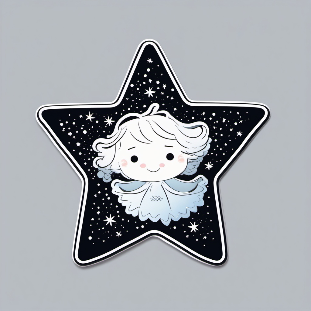 Star-shaped snow angel sticker- Heavenly and playful, , sticker vector art, minimalist design