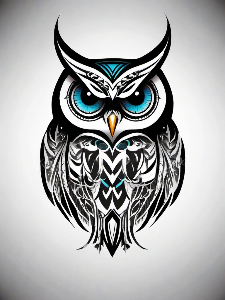 Tribal Tattoo Owl - Infuse tribal artistry with the symbolism of an owl in a tribal owl tattoo.  simple color tattoo,vector style,white background