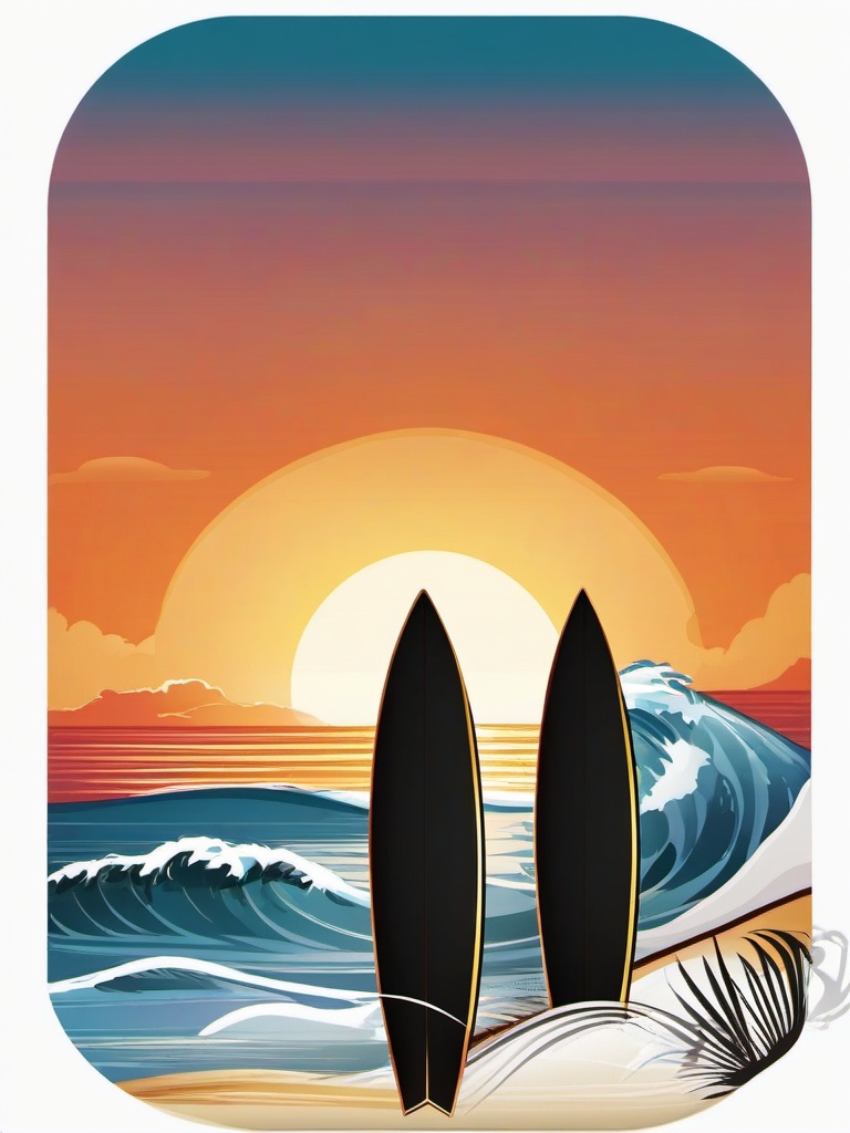 Surfboard clipart - surfboard in the sunset  vector clipart