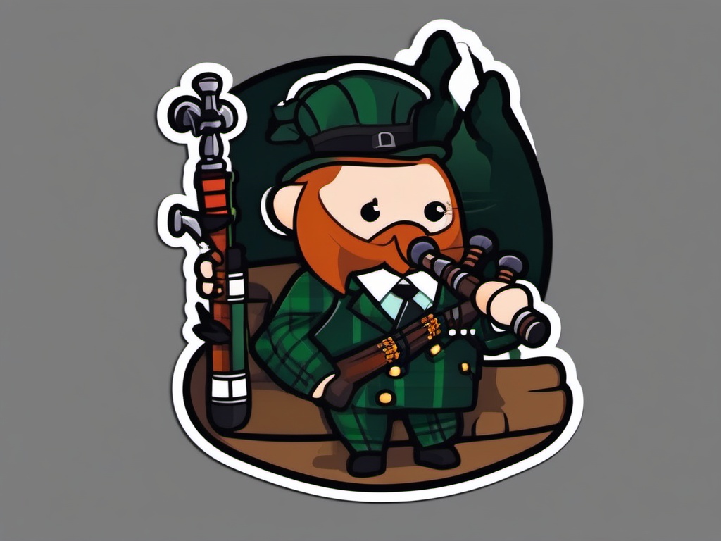 Bagpipes Sticker - Transporting to the Scottish Highlands with the haunting bagpipes, , sticker vector art, minimalist design