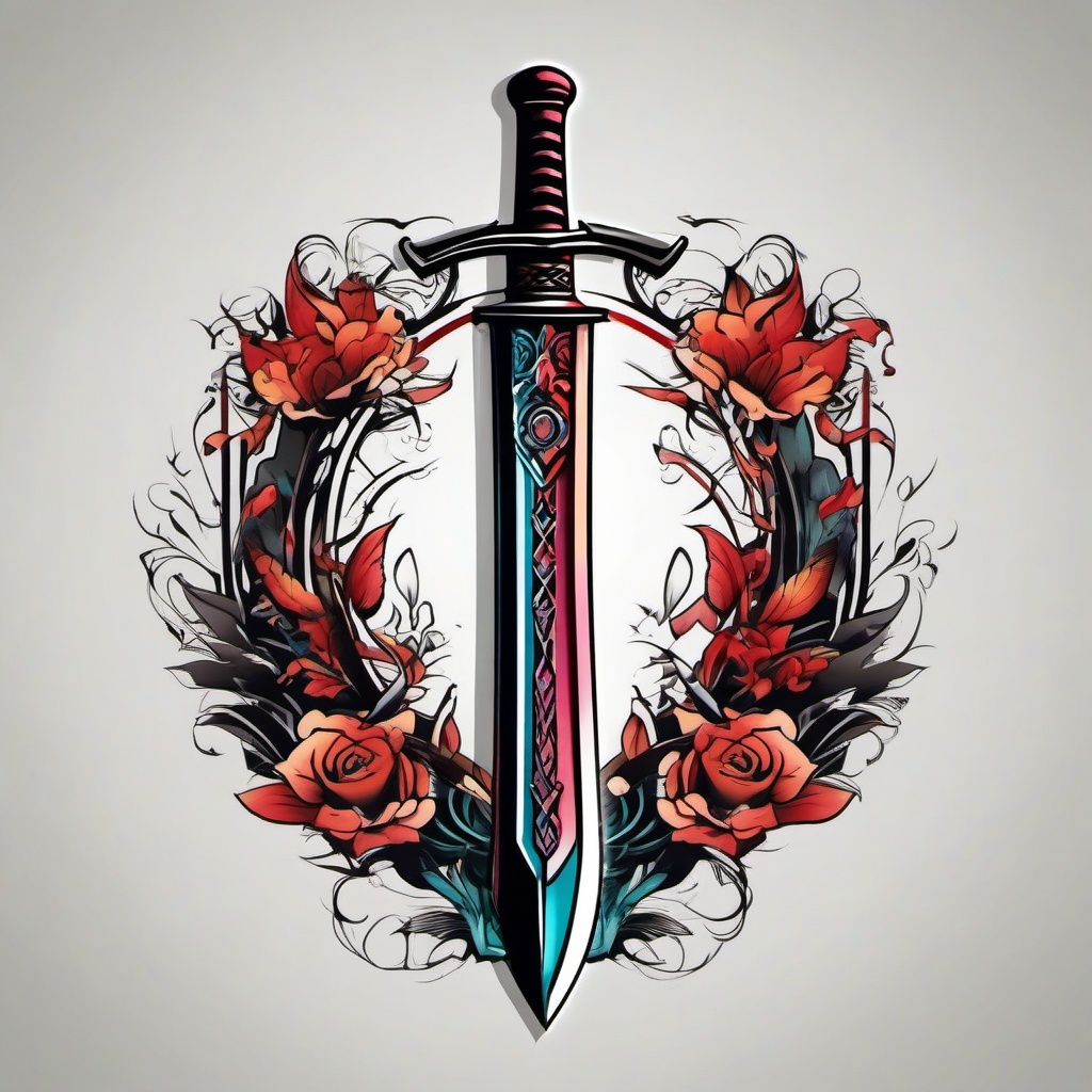 anime sword tattoo  simple vector color tattoo