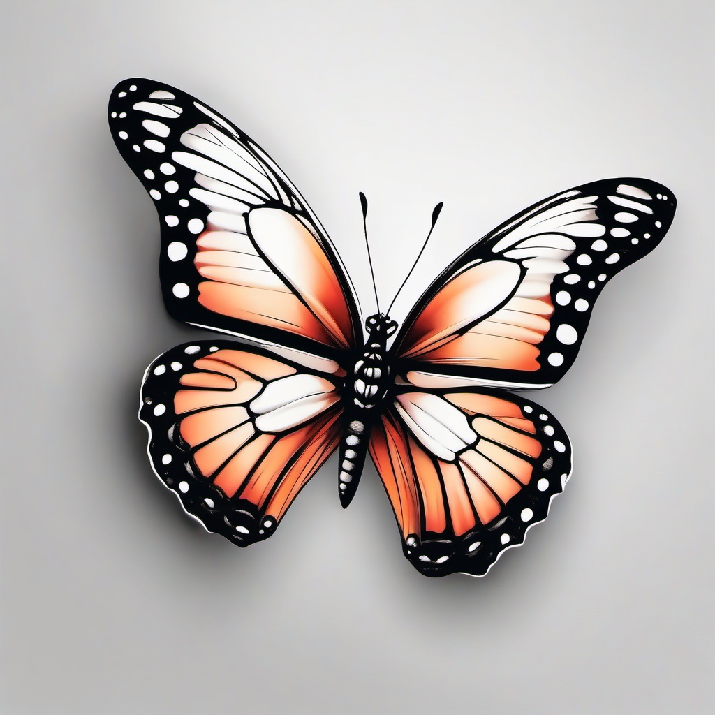 delicate butterfly tattoo  simple color tattoo, minimal, white background