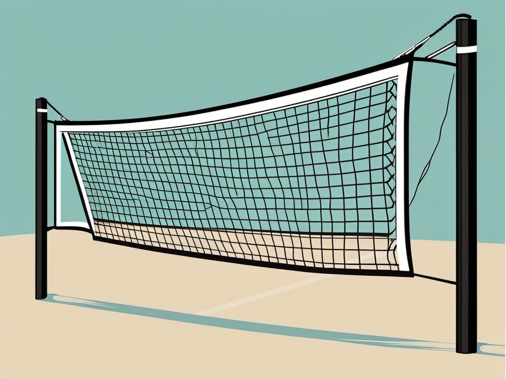 Volleyball Net Clipart - A volleyball net set up for a game.  color vector clipart, minimal style