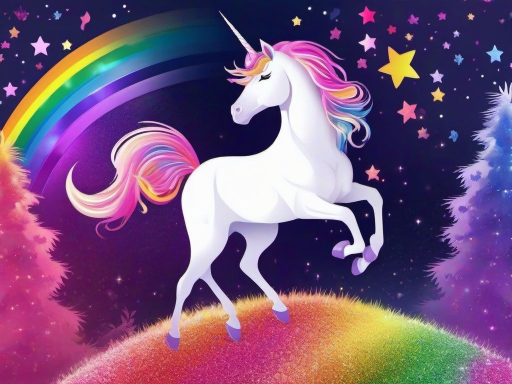 Rainbow Glitter Unicorn Wallpaper  