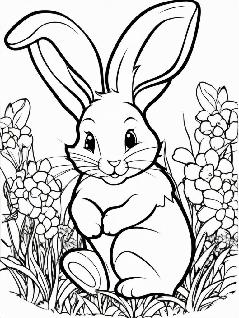 Easter Egg Coloring Pages - Bunny holding a painted Easter egg  simple coloring pages