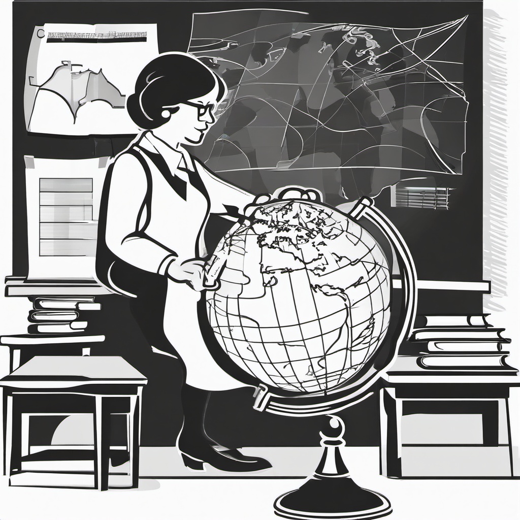 Teacher Teaching clipart - teacher with a globe and map  