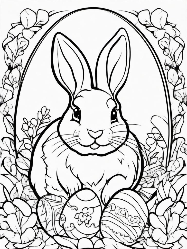 Easter Eggs Coloring Pages - Easter Eggs with a bunny  simple coloring pages