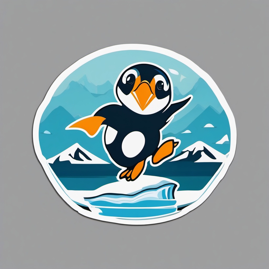 Penguin Pogo sticker- Antarctic Jumping Jamboree, , sticker vector art, minimalist design