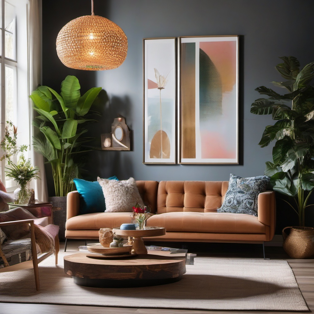 Eclectic Living Room - Eclectic wonderland with a mix of styles and colors. realistic, professional photography, bokeh, natural lighting, canon lens, shot on dslr 64 megapixels sharp focus