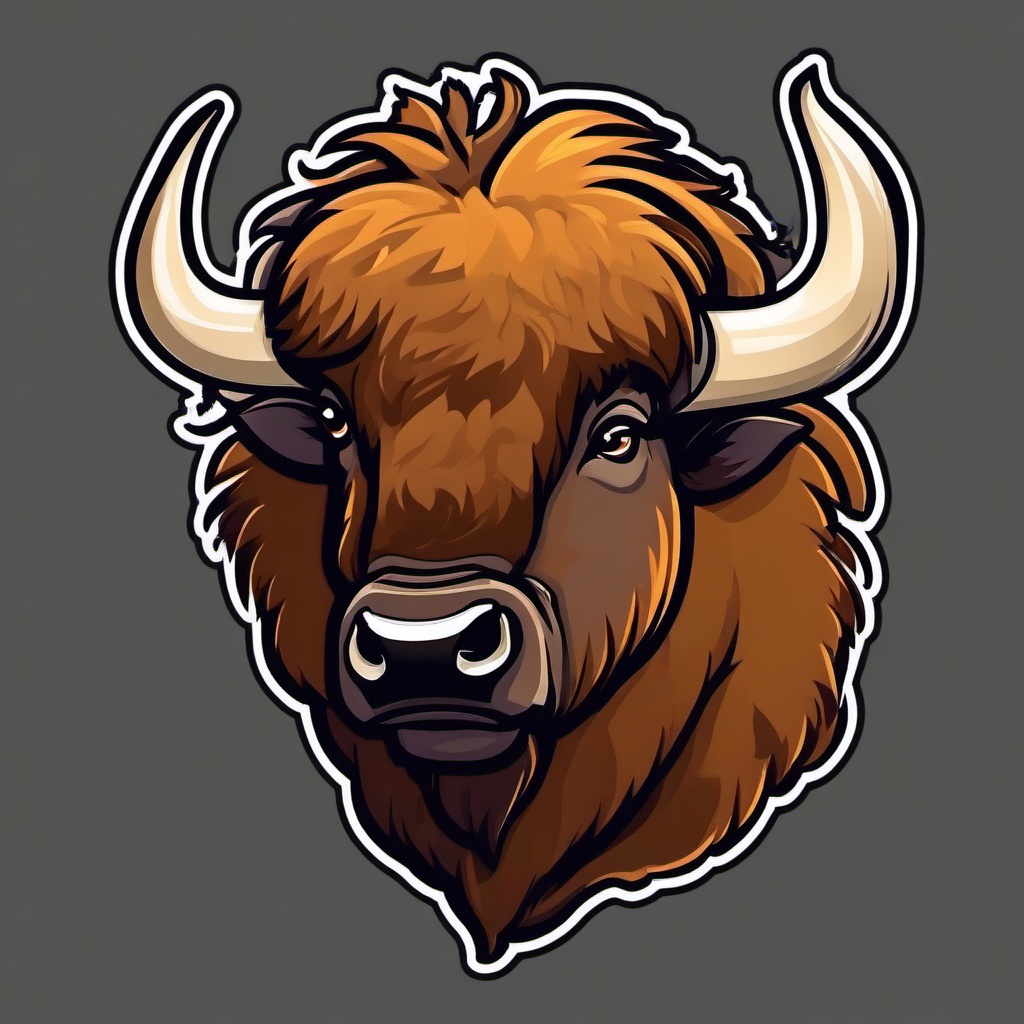 Bison cartoon - powerful grazer with a shaggy coat  cartoon sticker style