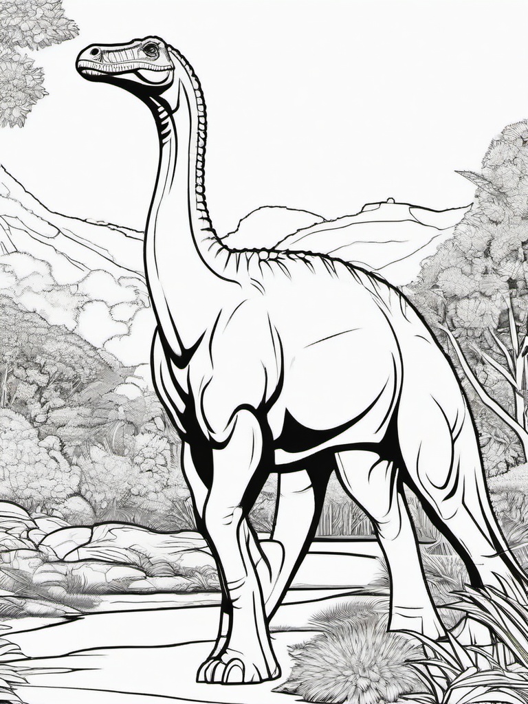 Brachiosaurus Coloring Pages - Long Necked Giant  black outline printable coloring page