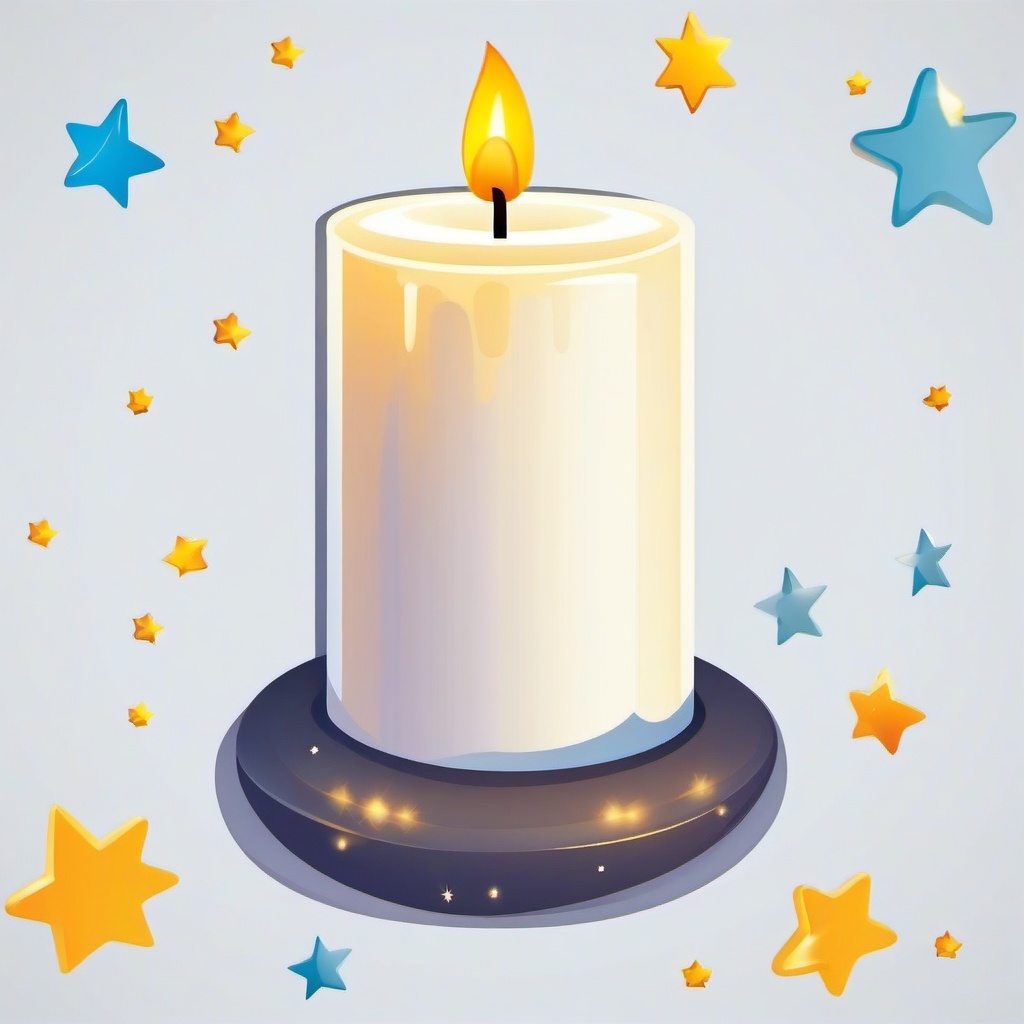 Candle clipart - Candle surrounded by stars.  vector style illustration, white background