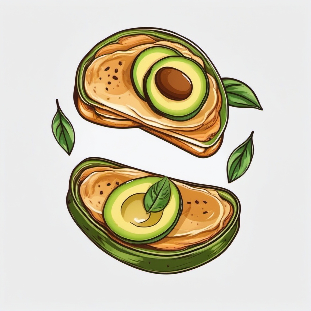 Avocado and toast handshake tattoo. Friendship in ink.  color tattoo style, minimalist design,white background