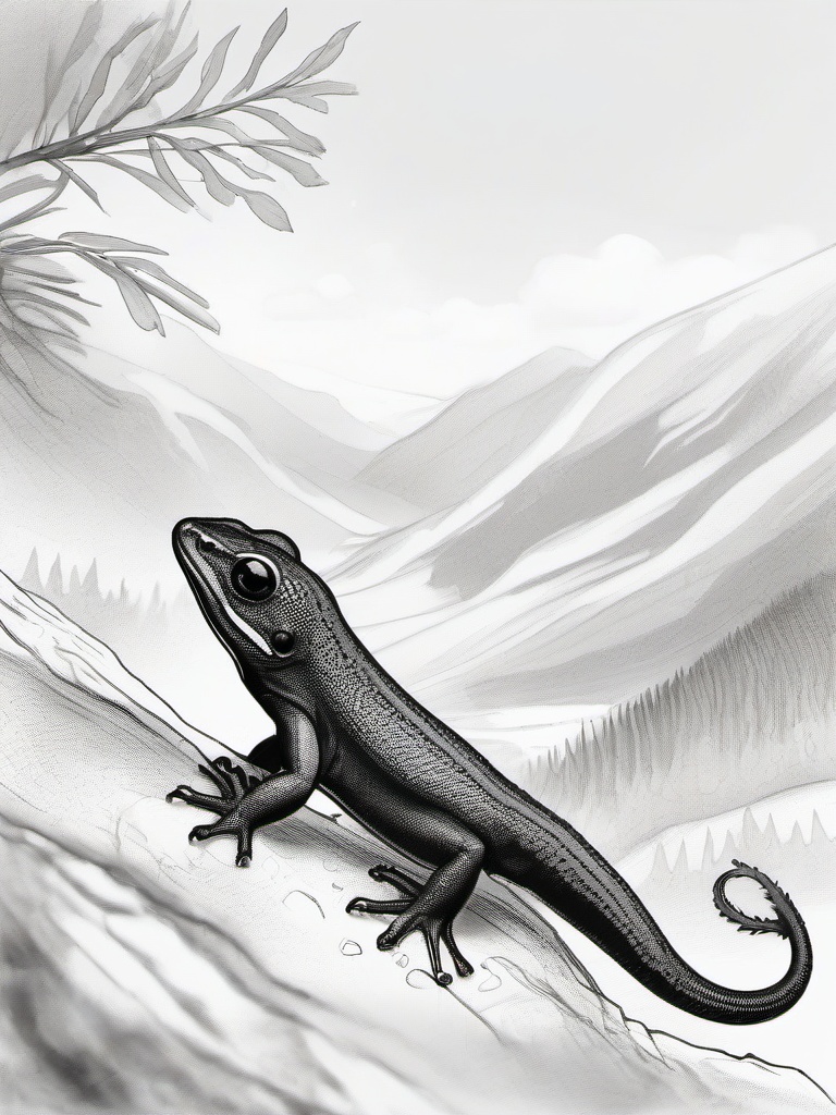 drawing of alpine newt  minimal rough sketch scribbles,doodles,black and white