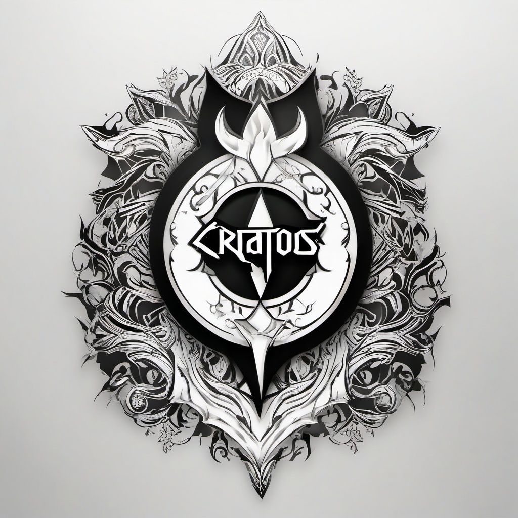 Cratos Tattoo - A creative variation of the name Kratos in tattoo form.  simple color tattoo design,white background