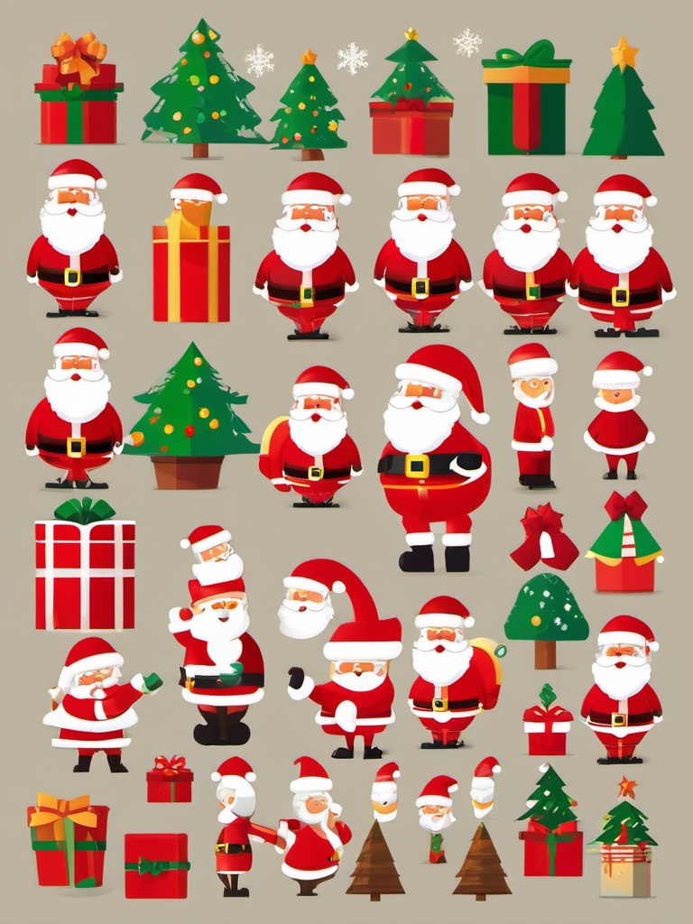 Santa Clipart,Creating a Christmas-themed mobile game  simple, 2d flat