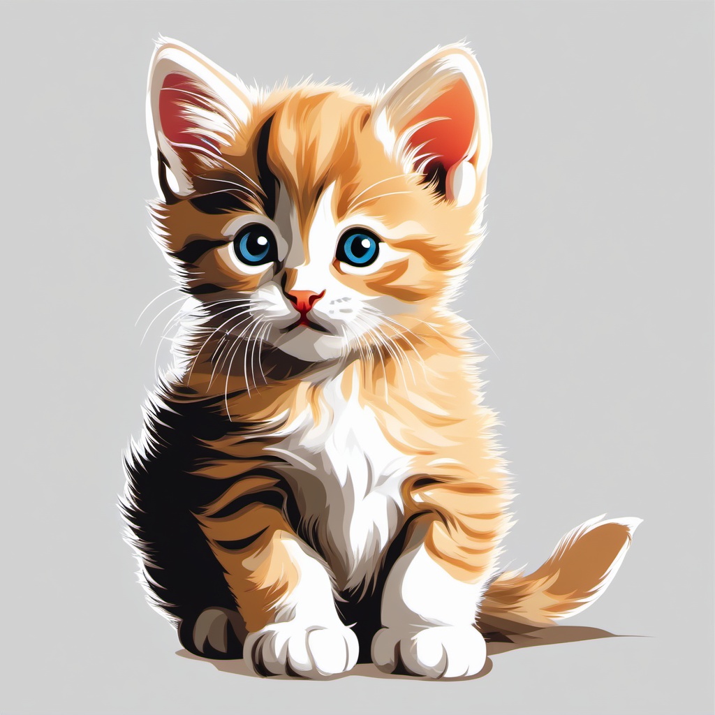 Kitten clipart - Barn kitten with bright eyes, ,vector color clipart,minimal