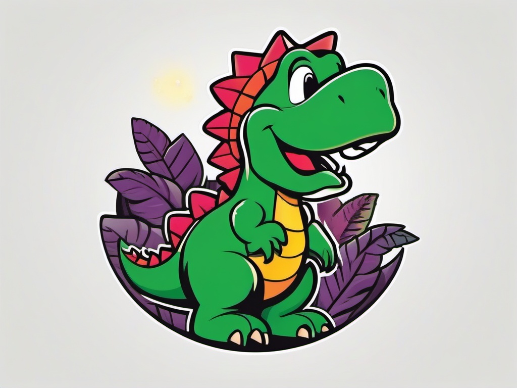 Barney The Dinosaur Tattoo - Nostalgic and fun, showcase a tattoo inspired by the beloved character Barney the Dinosaur.  simple vector color tattoo,minimal,white background