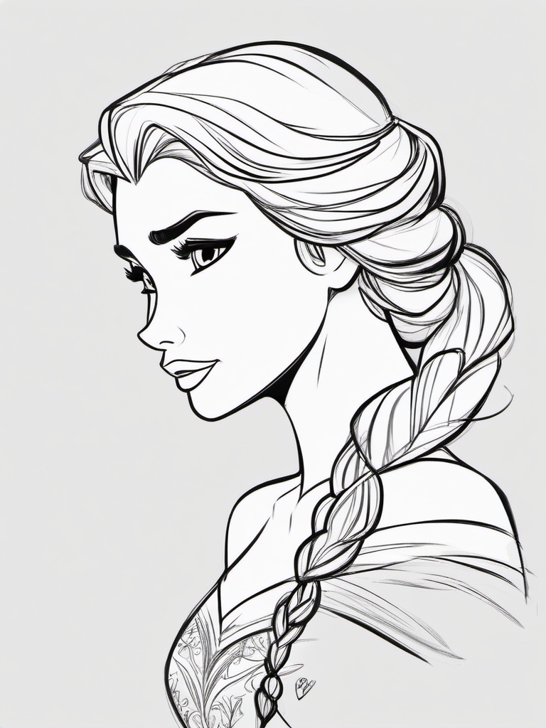 sketch of elsa  minimal rough sketch scribbles,doodles,black and white