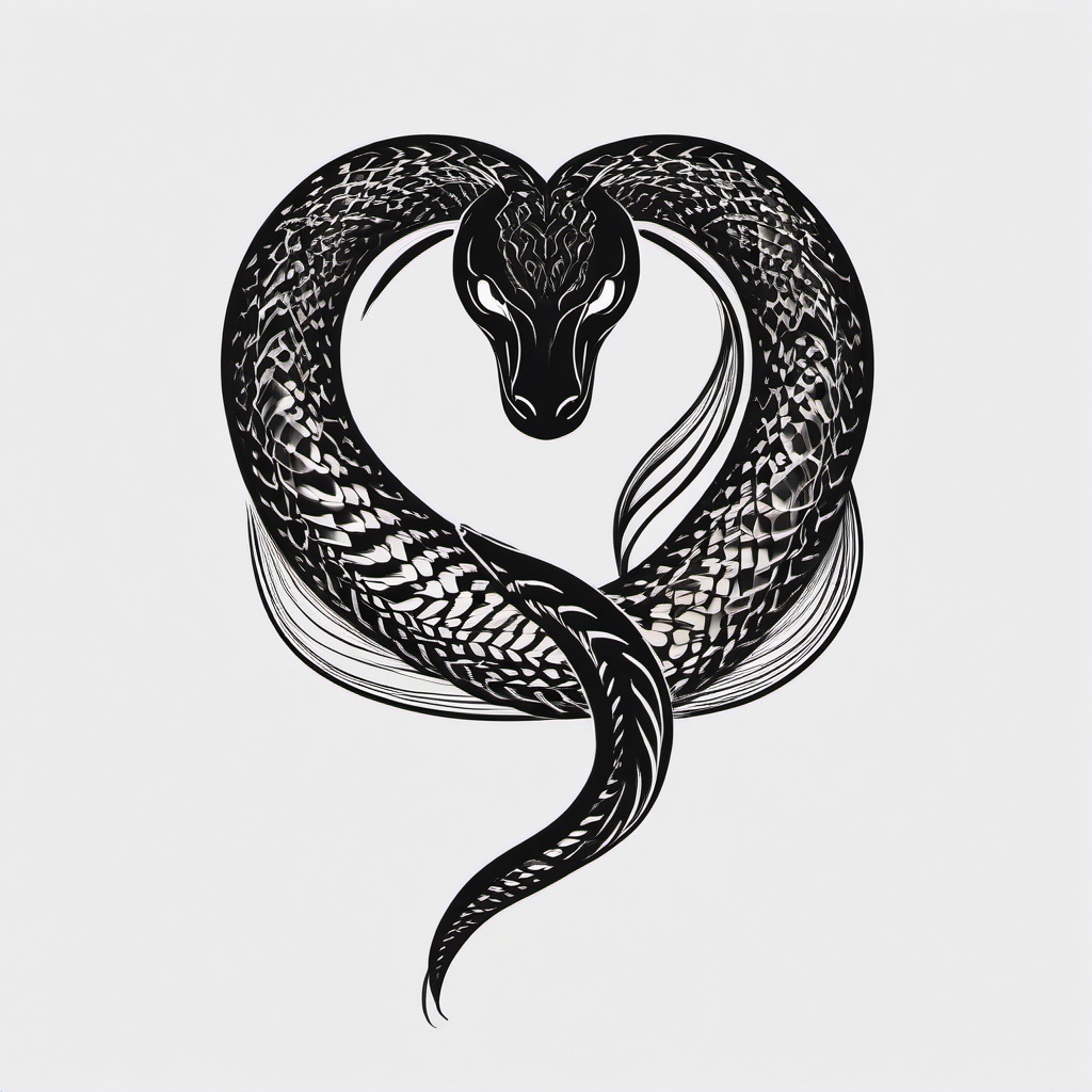 Black Mamba Tattoo - Tattoo featuring the black mamba snake.  simple vector tattoo,minimalist,white background