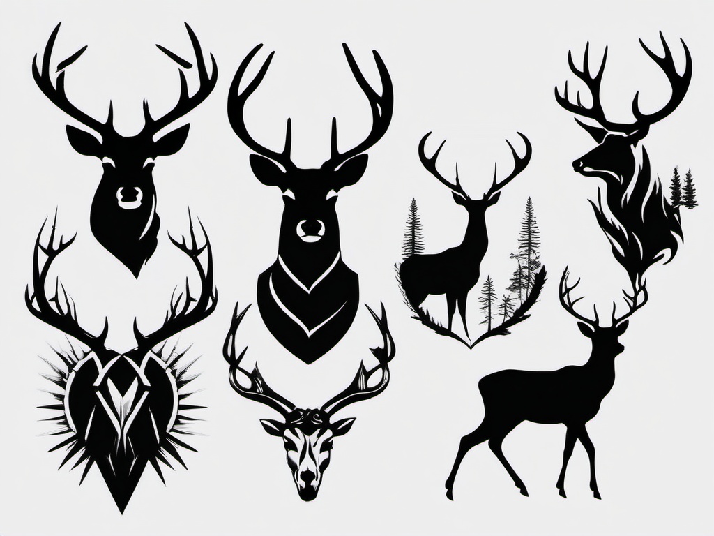 deer hunting tattoo ideas  simple color tattoo,minimal,white background