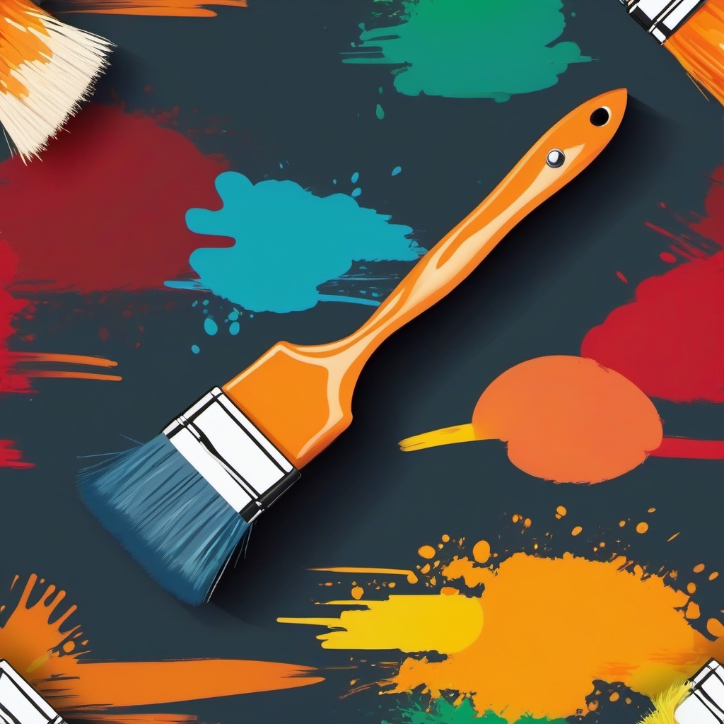 Paint Brush clipart - paintbrush and roller with fresh paint  color,minimalist,vector clipart