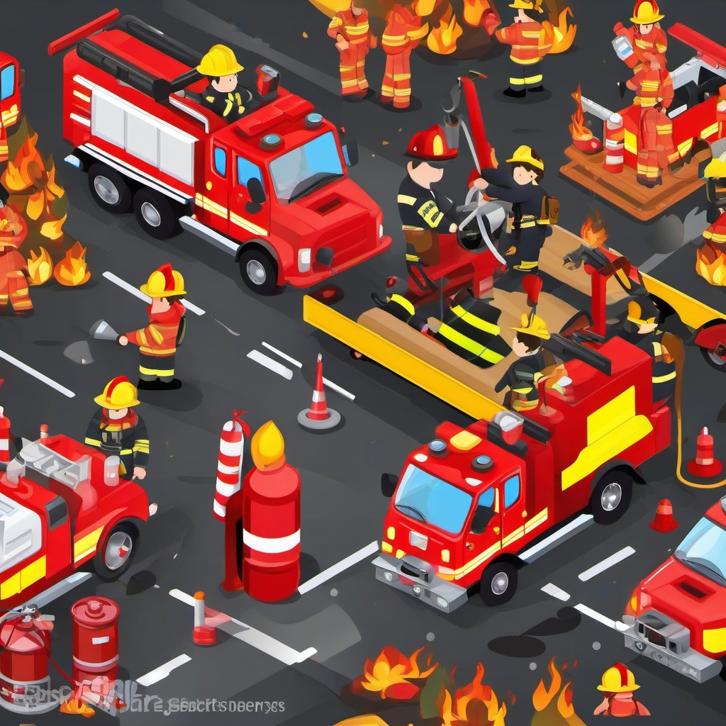 Fire Fighter clipart - rescue operation scene  vector clipart