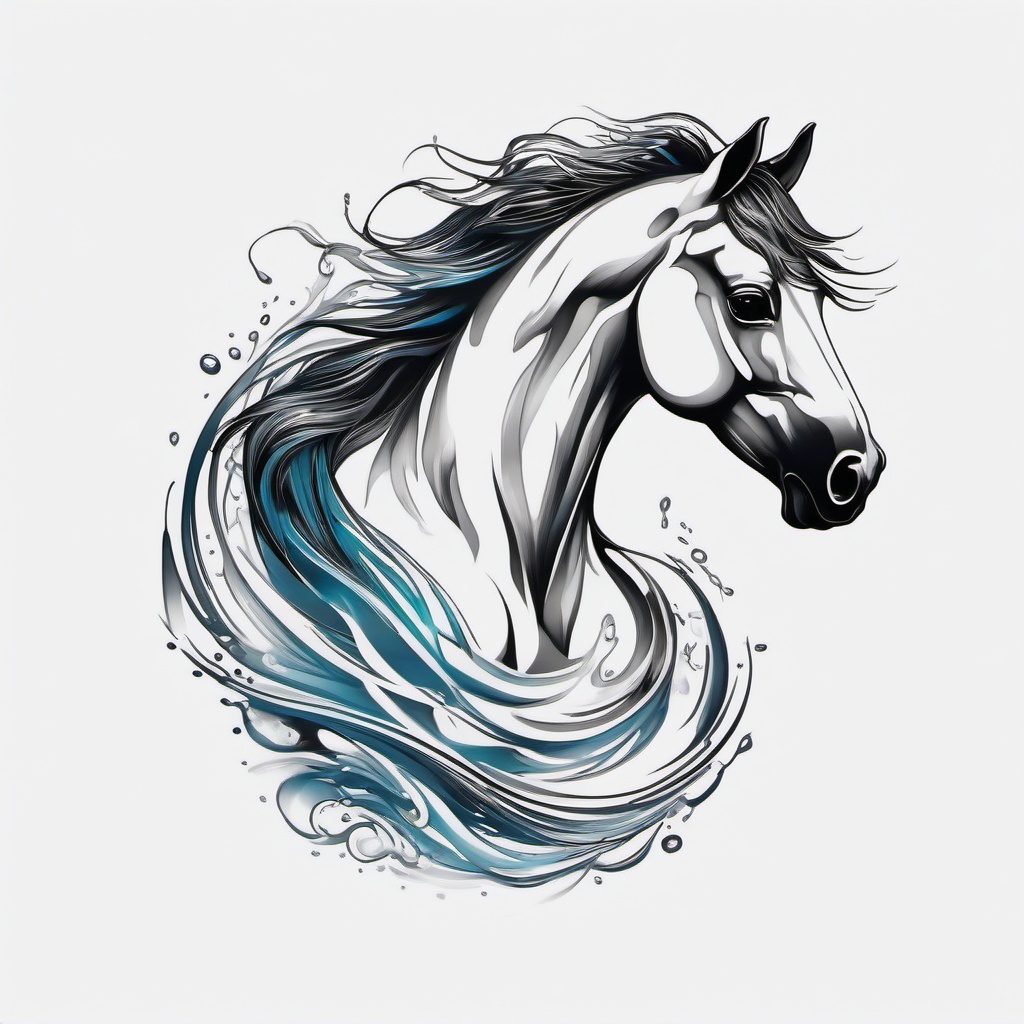 water horse tattoo  simple tattoo,minimalist,white background