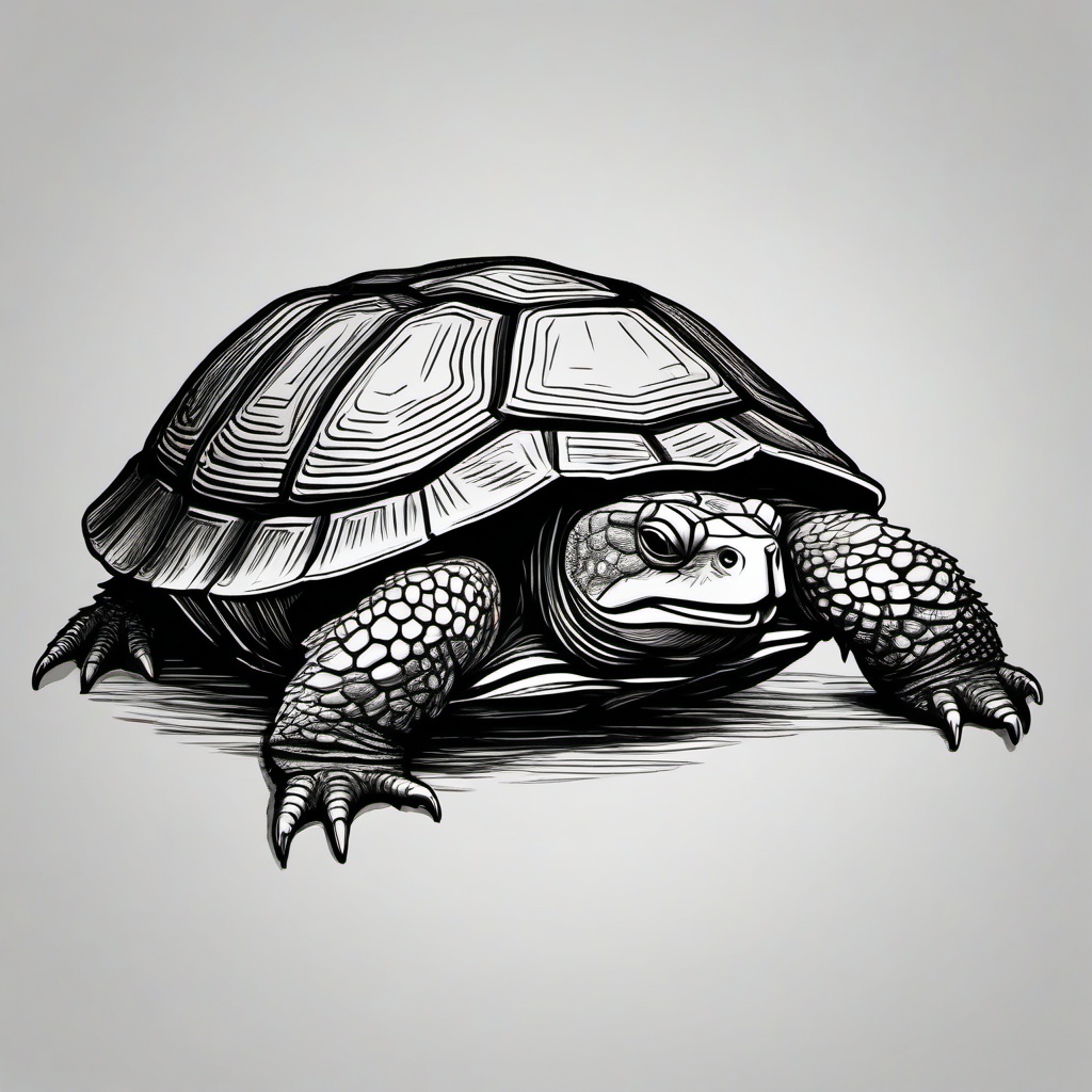 drawing of a common snapping turtle  minimal rough sketch scribbles,doodles,black and white