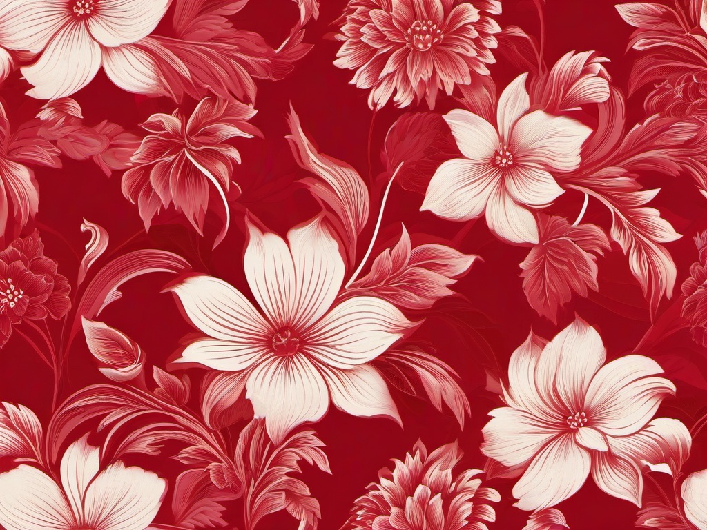 Red Wallpaper Flower-Vibrant red with a large, detailed floral pattern in darker shades for depth  background wallpaper