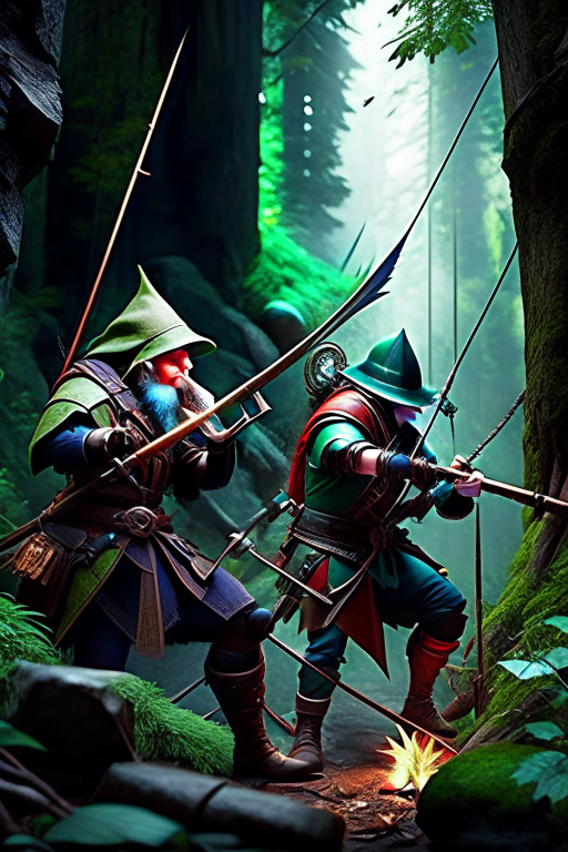 dwarf vs elf - subterranean miners challenge forest-dwelling archers in a cross-dimensional battle of craftsmanship and archery. 