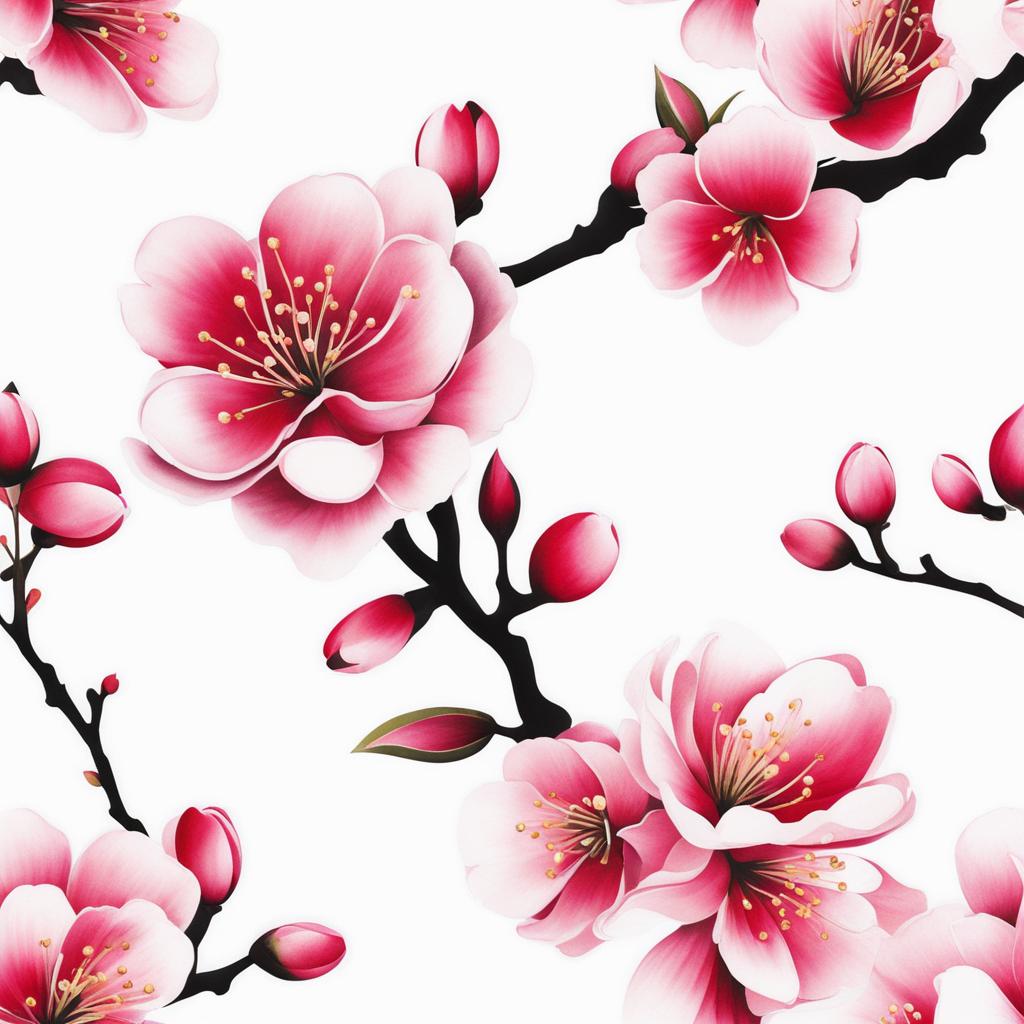 Japanese cherry blossom tattoo, Tattoos featuring the iconic and elegant Japanese cherry blossoms.  vivid colors, white background, tattoo design