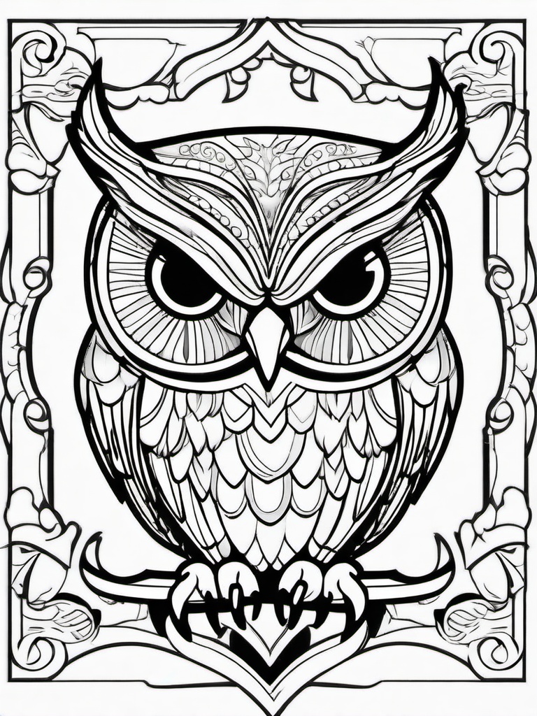 Owl Coloring Pages - Owl with a heart  simple coloring pages