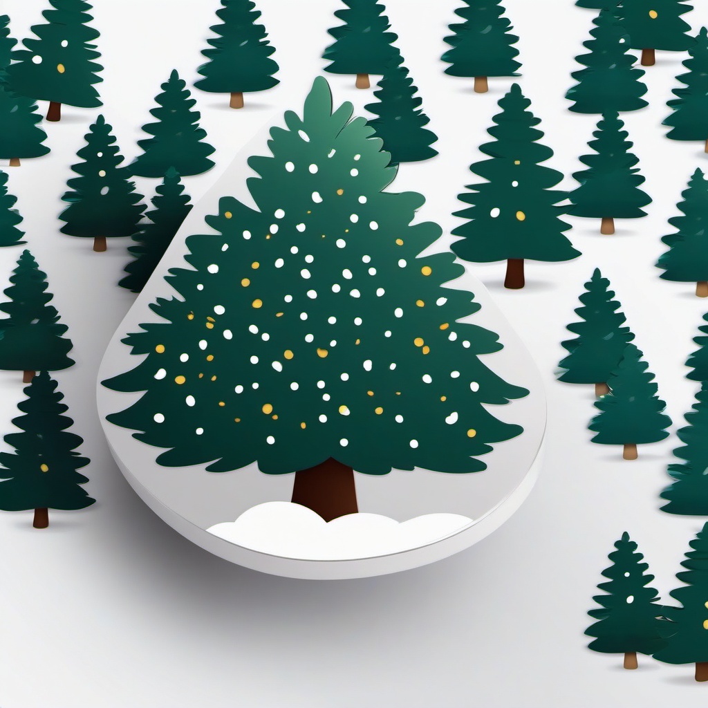 Snowy Pine Forest Emoji Sticker - A serene winter scene in the evergreen forest, , sticker vector art, minimalist design