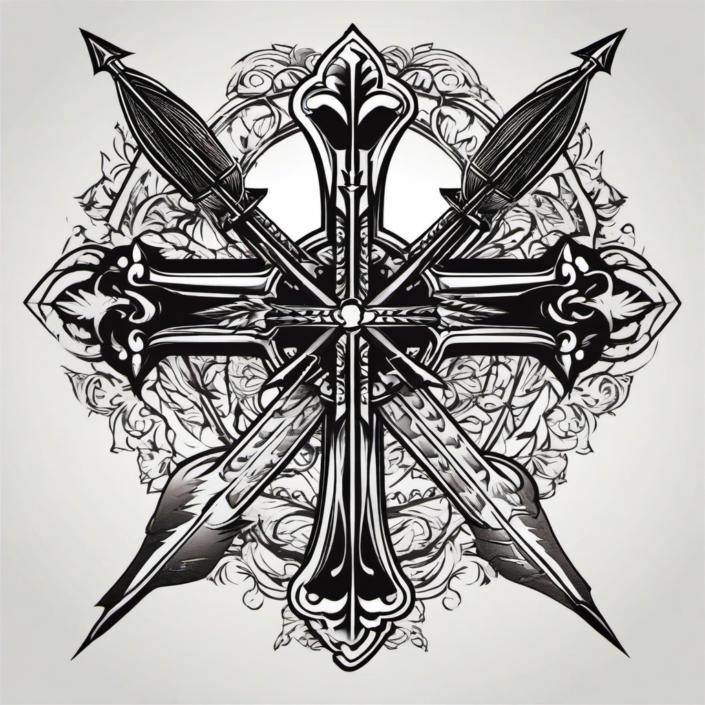 cross and arrow tattoo  vector tattoo design