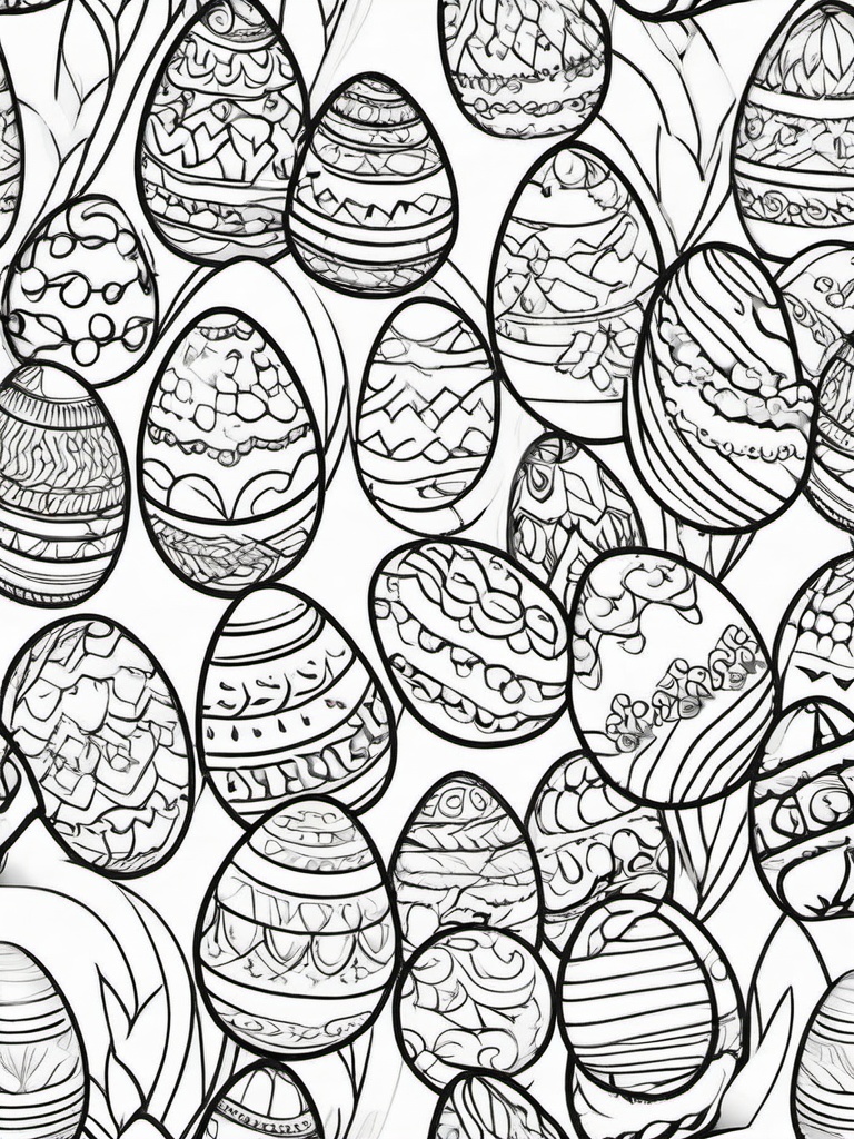 Easter Eggs Coloring Pages - Easter Eggs with paint  simple coloring pages