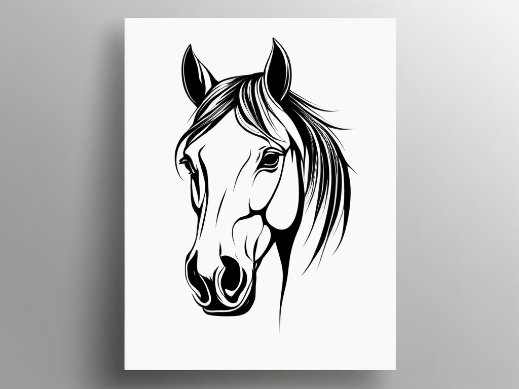 horse head tattoo design  simple tattoo,minimalist,white background