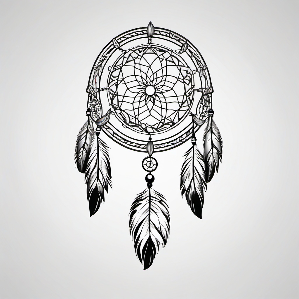 Cherokee Indian Dream Catcher Tattoo - Dream catcher tattoo with Cherokee Indian influences.  simple vector tattoo,minimalist,white background